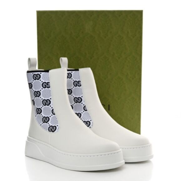 Brand new Gucci White Ankles Boots with Logo Detail women’s size 11 - Picture 1 of 14